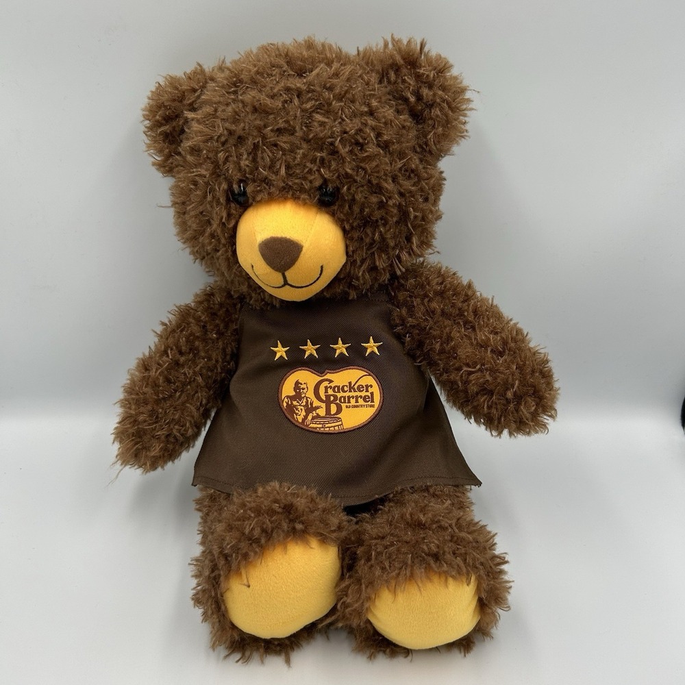 Cracker Barrel‎ Employee Brown Teddy Bear With Apron Plush Stuffed Animal Toy